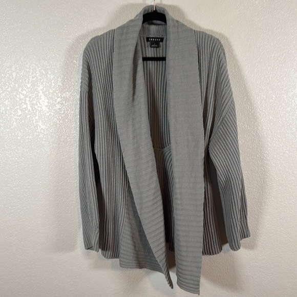Trouvé Light Blue Mixed Rib Knit Overlap Long Line Cardigan Size Small - Picture 1 of 7